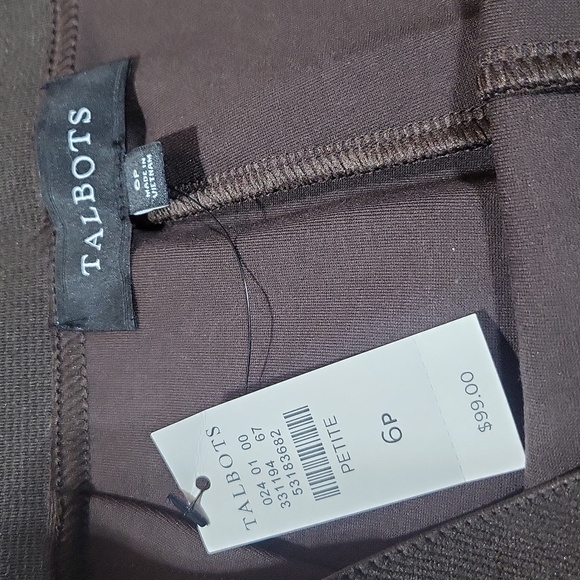 TALBOTS Brown Rayon Blend Wide Elastic Band Waist Skinny Pants with Zip Ankle - Picture 3 of 13